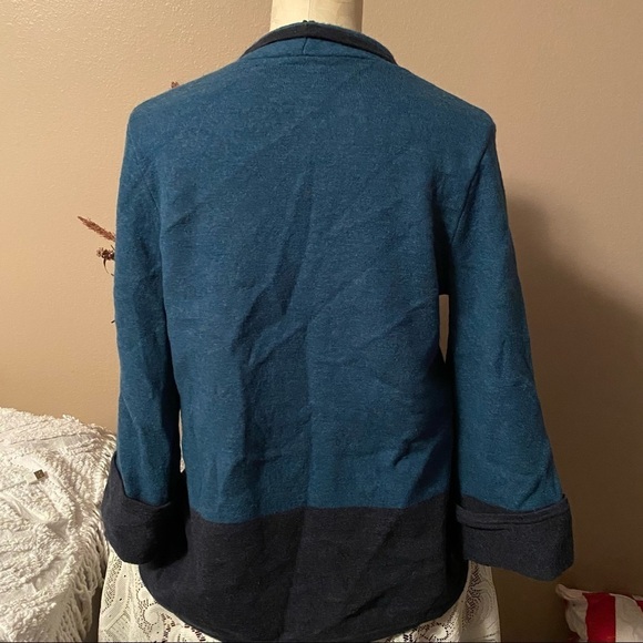 Amber Sun Cardigan Women’s Size Small Teal Black 100% Merino Wool Cardigan - Picture 13 of 14
